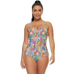 Floral Flowers Retro Full Coverage Swimsuit