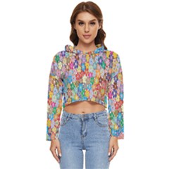 Floral Flowers Women s Lightweight Cropped Hoodie by artworkshop