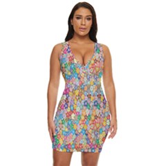 Floral Flowers Draped Bodycon Dress