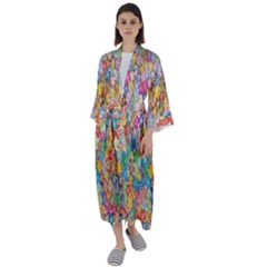 Floral Flowers Maxi Satin Kimono