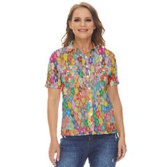 Floral Flowers Women s Short Sleeve Double Pocket Shirt