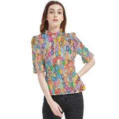 Floral Flowers Frill Neck Blouse