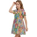 Floral Flowers Kids  Bow Tie Puff Sleeve Dress View3