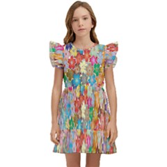 Floral Flowers Kids  Winged Sleeve Dress