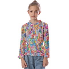 Floral Flowers Kids  Frill Detail Tee