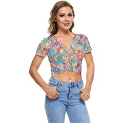 Floral Flowers Short Sleeve Foldover Tee