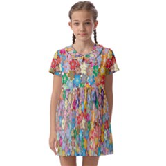 Floral Flowers Kids  Asymmetric Collar Dress by artworkshop