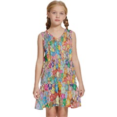 Floral Flowers Kids  Sleeveless Tiered Mini Dress