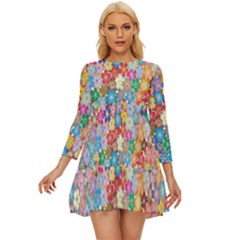 Floral Flowers Long Sleeve Babydoll Dress