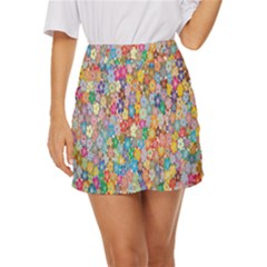 Floral Flowers Mini Front Wrap Skirt