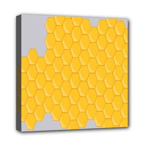 Hexagons Yellow Honeycomb Hive Bee Hive Pattern Mini Canvas 8  X 8  (stretched) by artworkshop