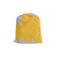 Hexagons Yellow Honeycomb Hive Bee Hive Pattern Drawstring Pouch (medium) by artworkshop