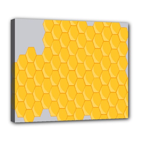 Hexagons Yellow Honeycomb Hive Bee Hive Pattern Deluxe Canvas 24  X 20  (stretched) by artworkshop