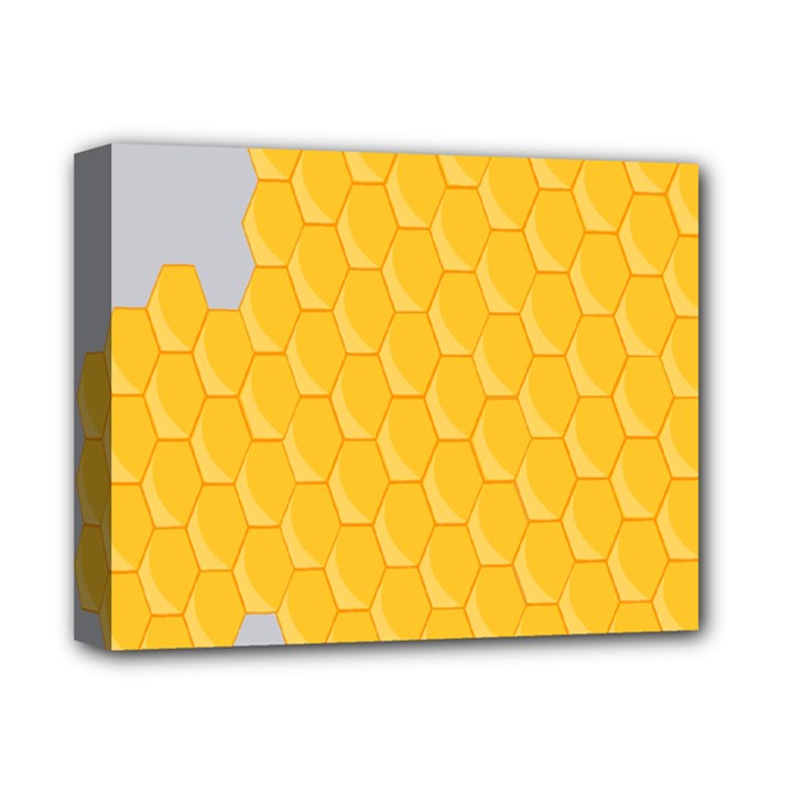 Hexagons Yellow Honeycomb Hive Bee Hive Pattern Deluxe Canvas 14  x 11  (Stretched)