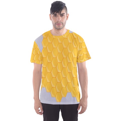 Hexagons Yellow Honeycomb Hive Bee Hive Pattern Men s Sport Mesh Tee by artworkshop