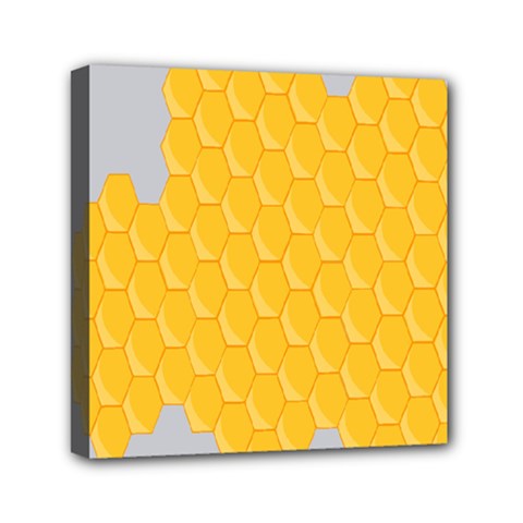 Hexagons Yellow Honeycomb Hive Bee Hive Pattern Mini Canvas 6  X 6  (stretched) by artworkshop