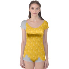 Hexagons Yellow Honeycomb Hive Bee Hive Pattern Boyleg Leotard  by artworkshop