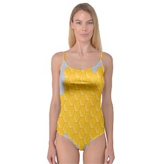 Hexagons Yellow Honeycomb Hive Bee Hive Pattern Camisole Leotard  by artworkshop