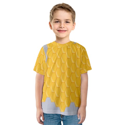 Hexagons Yellow Honeycomb Hive Bee Hive Pattern Kids  Sport Mesh Tee by artworkshop