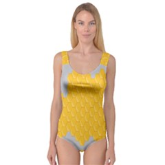 Hexagons Yellow Honeycomb Hive Bee Hive Pattern Princess Tank Leotard  by artworkshop