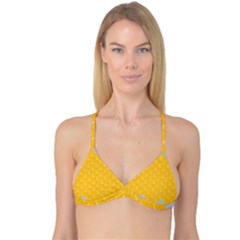 Hexagons Yellow Honeycomb Hive Bee Hive Pattern Reversible Tri Bikini Top by artworkshop