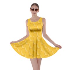 Hexagons Yellow Honeycomb Hive Bee Hive Pattern Skater Dress by artworkshop