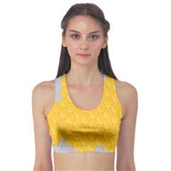 Hexagons Yellow Honeycomb Hive Bee Hive Pattern Sports Bra by artworkshop