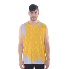 Hexagons Yellow Honeycomb Hive Bee Hive Pattern Men s Basketball Tank Top by artworkshop