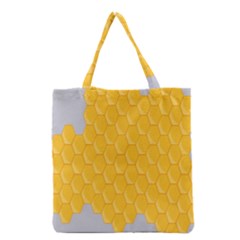 Hexagons Yellow Honeycomb Hive Bee Hive Pattern Grocery Tote Bag by artworkshop