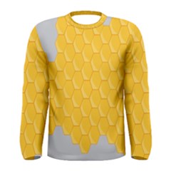 Hexagons Yellow Honeycomb Hive Bee Hive Pattern Men s Long Sleeve Tee by artworkshop