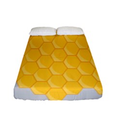 Hexagons Yellow Honeycomb Hive Bee Hive Pattern Fitted Sheet (full/ Double Size) by artworkshop