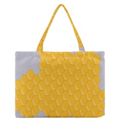 Hexagons Yellow Honeycomb Hive Bee Hive Pattern Zipper Medium Tote Bag by artworkshop