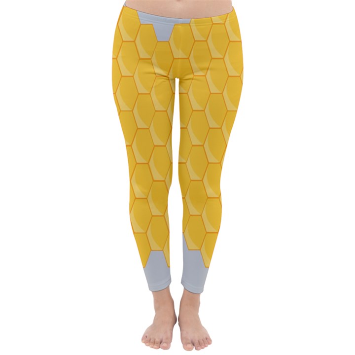 Hexagons Yellow Honeycomb Hive Bee Hive Pattern Classic Winter Leggings