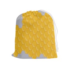 Hexagons Yellow Honeycomb Hive Bee Hive Pattern Drawstring Pouch (xl) by artworkshop