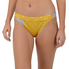 Hexagons Yellow Honeycomb Hive Bee Hive Pattern Band Bikini Bottom by artworkshop