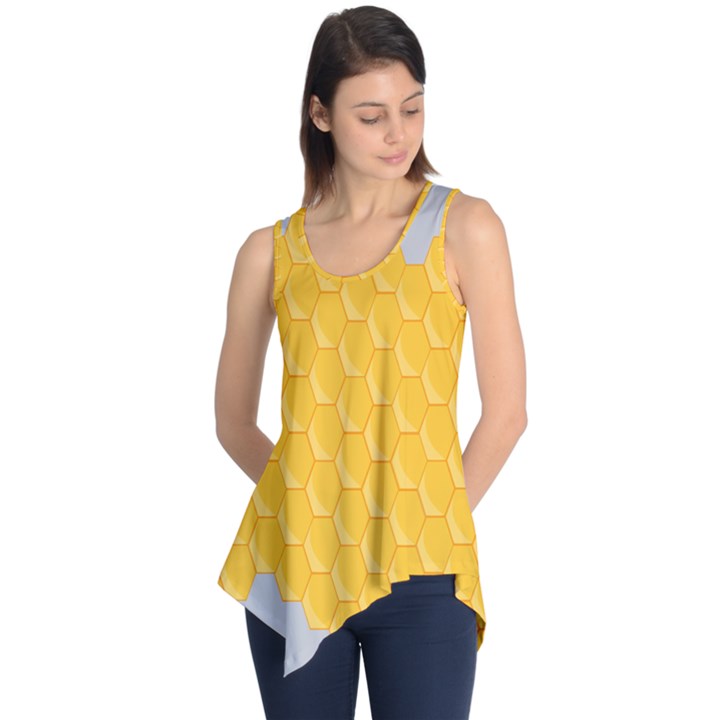 Hexagons Yellow Honeycomb Hive Bee Hive Pattern Sleeveless Tunic