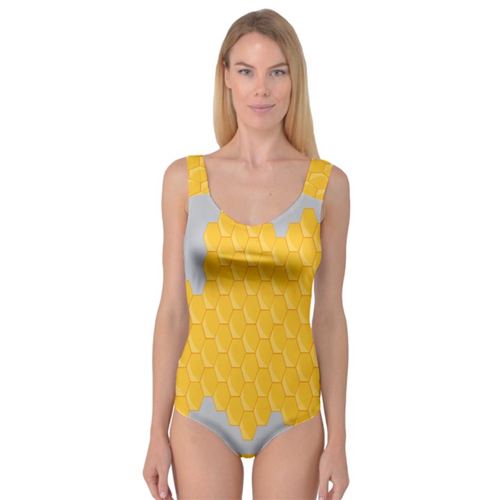 Hexagons Yellow Honeycomb Hive Bee Hive Pattern Princess Tank Leotard 