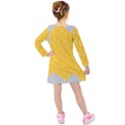 Hexagons Yellow Honeycomb Hive Bee Hive Pattern Kids  Long Sleeve Velvet Dress View2