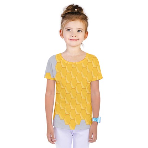 Hexagons Yellow Honeycomb Hive Bee Hive Pattern Kids  One Piece Tee by artworkshop