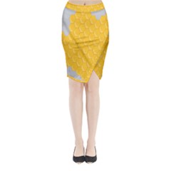 Hexagons Yellow Honeycomb Hive Bee Hive Pattern Midi Wrap Pencil Skirt by artworkshop