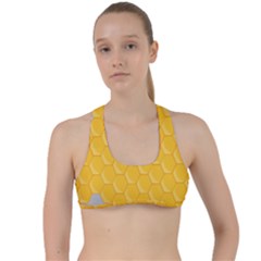 Hexagons Yellow Honeycomb Hive Bee Hive Pattern Criss Cross Racerback Sports Bra