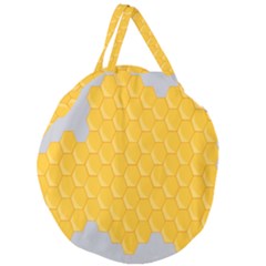 Hexagons Yellow Honeycomb Hive Bee Hive Pattern Giant Round Zipper Tote by artworkshop