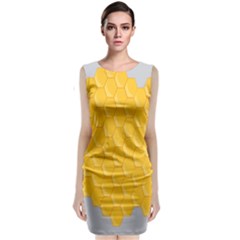 Hexagons Yellow Honeycomb Hive Bee Hive Pattern Classic Sleeveless Midi Dress by artworkshop