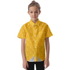 Hexagons Yellow Honeycomb Hive Bee Hive Pattern Kids  Short Sleeve Shirt by artworkshop