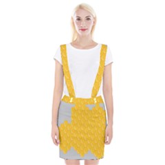 Hexagons Yellow Honeycomb Hive Bee Hive Pattern Braces Suspender Skirt by artworkshop