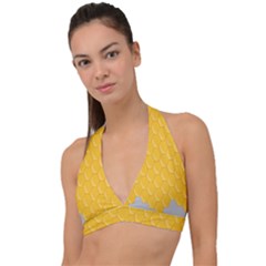 Hexagons Yellow Honeycomb Hive Bee Hive Pattern Halter Plunge Bikini Top by artworkshop