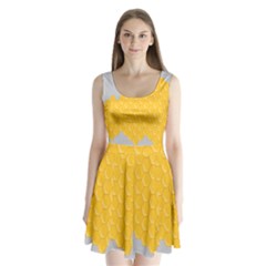 Hexagons Yellow Honeycomb Hive Bee Hive Pattern Split Back Mini Dress  by artworkshop