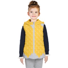 Hexagons Yellow Honeycomb Hive Bee Hive Pattern Kids  Hooded Puffer Vest by artworkshop