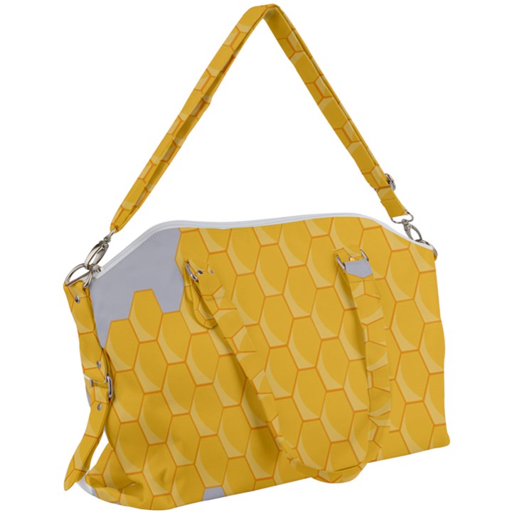 Hexagons Yellow Honeycomb Hive Bee Hive Pattern Canvas Crossbody Bag