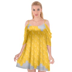 Hexagons Yellow Honeycomb Hive Bee Hive Pattern Cutout Spaghetti Strap Chiffon Dress by artworkshop